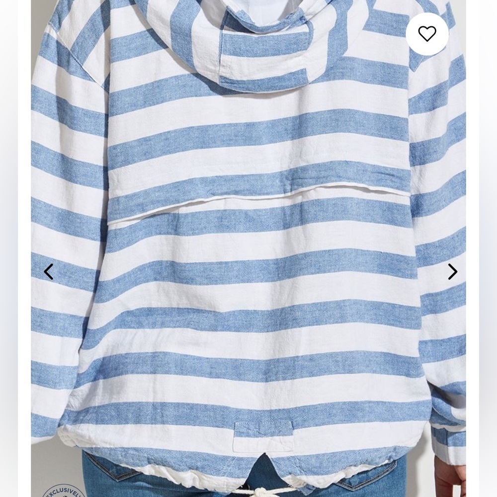 Striped Blue and White Women's Hoodie - Picture 5 of 16